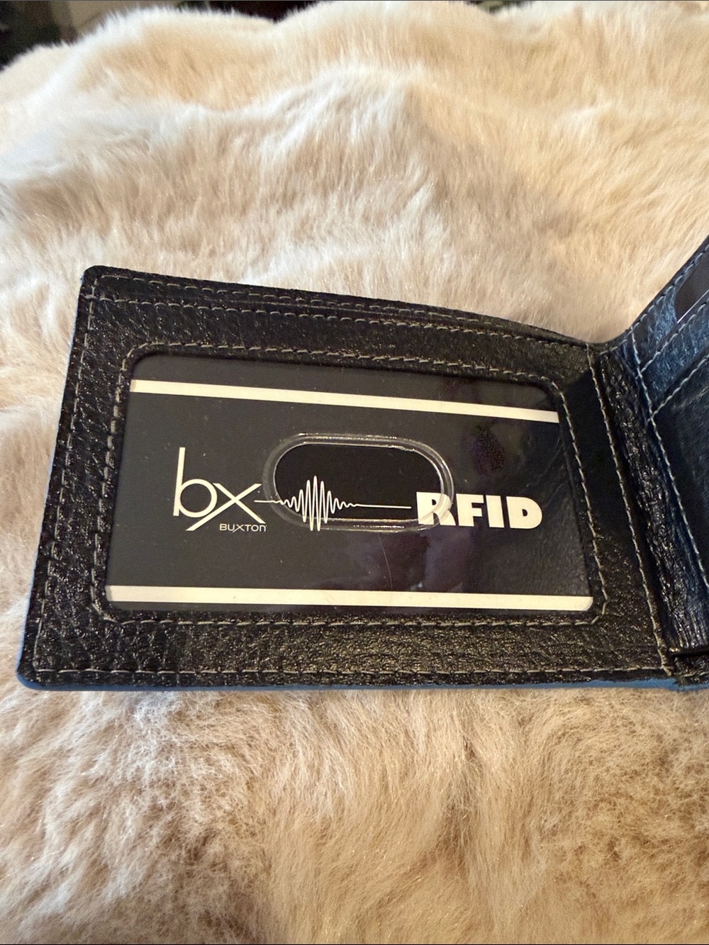 Buxton Black Leather RFID Card Holder Wallet
